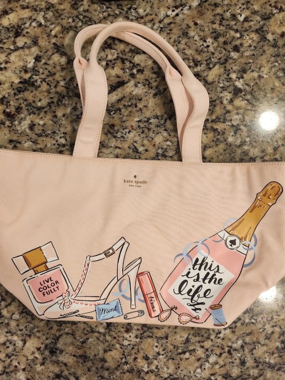 Kate Spade Light Pink Illustrated Champagne & Fashion Tote